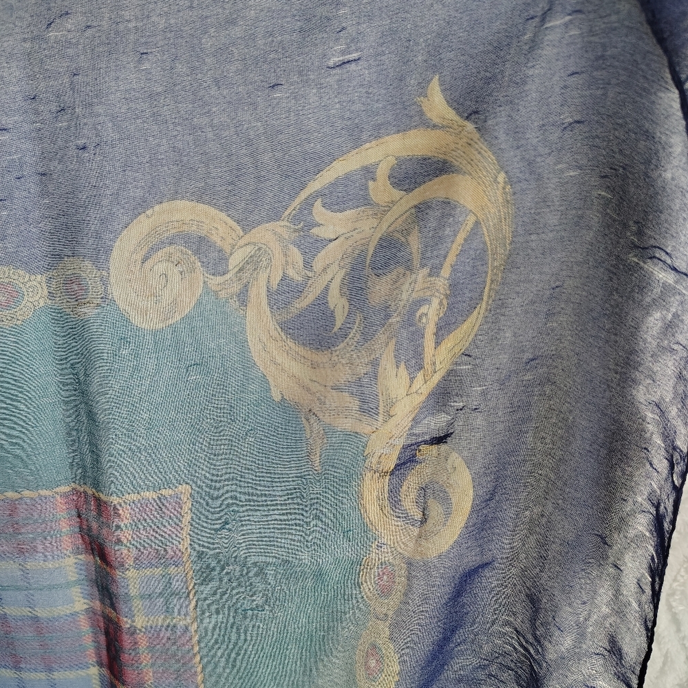 Compagnie Internationale Express Equestrian Plaid Gold Filigree Scarf Old Money - Picture 14 of 17